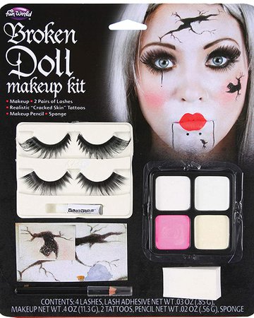 Amazon.com: Fun World Women's Broken Doll Makeup Kit Halloween Face, Multi, Standard: Clothing