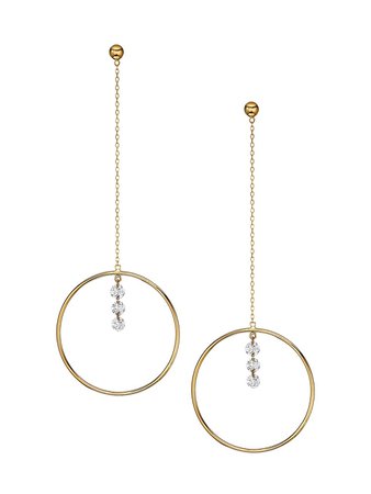 Persee Pendule 18K Yellow Gold & Diamond Drop Pendulum Earrings