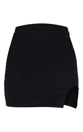 Petite Black Cotton Jersey Mini Skirt | PrettyLittleThing USA