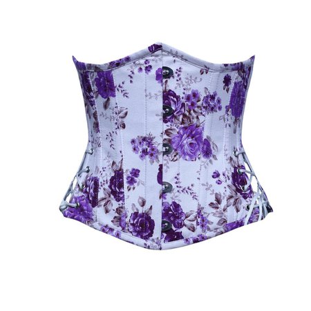 ﻿​​﻿﻿Merida Underbust Corset- White Purple Floral Print Dress- Naughty Dress – Corsets Queen US-CA