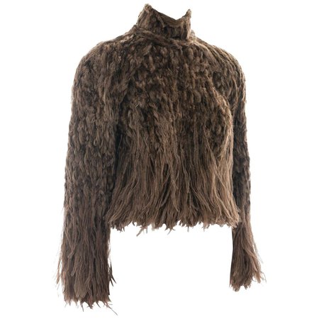 Jean Paul Gaultier Haute Couture brown fur and ostrich feather top, fw 1999