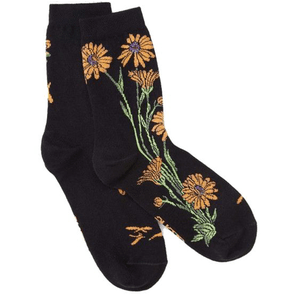 black wildflower socks