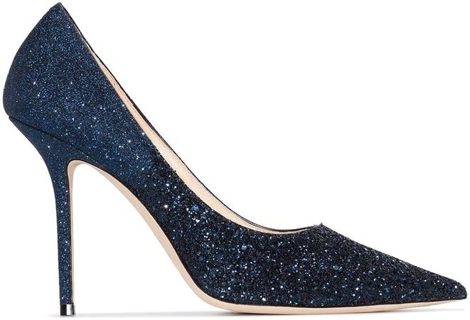 blue Love 100 glittered leather pumps