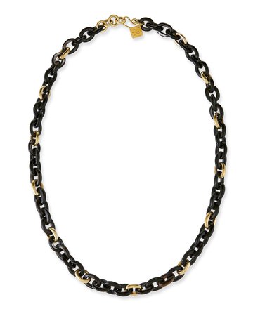 Ashley Pittman Meli Dark Horn & Bronze Link Necklace