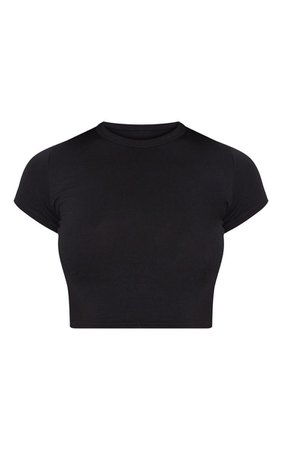 Basic Black Short Sleeve Crop T Shirt | PrettyLittleThing USA