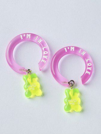 [MYBOO마이부]Tiny Cute Bear Ring - neon pink