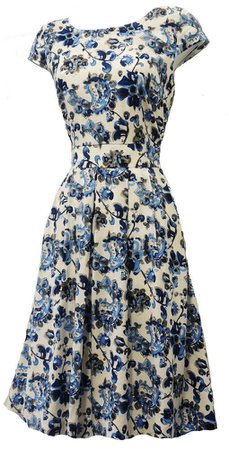 1930s style dress blue white
