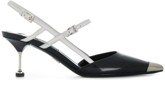 two-tone sling back pumps
