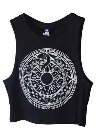 'Moonscape'' Sun and moon goth crop top
