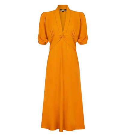 Gorgeous vintage 1940's style retro crepe dress in saffron | Etsy