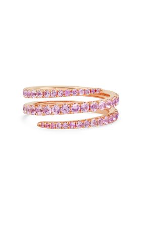 18k Rose Gold Pink Sapphire Coil Ring By Anita Ko | Moda Operandi