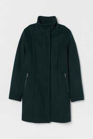 Short Wool-blend Coat - Dark green - Ladies | H&M US