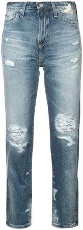 distressed high-rise jeans