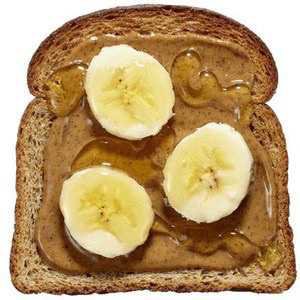 Wheat Bread w/ Peanut Butter, Bananas, and Honey