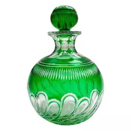 Antique Stevens and Williams Green and Clear Intaglio Cut Glass : Grand Tour Antiques | Ruby Lane