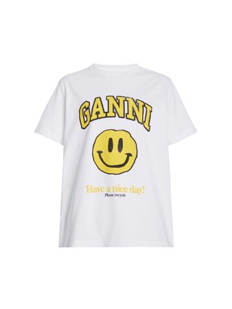 Ganni smiley face logo cotton Tshirt