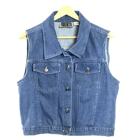 Vintage Denim Button Front Vest by Forenza - Free Shipping - Thrilling