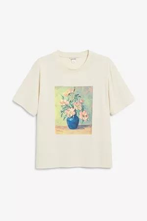 Cotton tee - Flower vase print - Monki WW