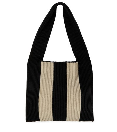 Joseph Striped ribbed-knit wool shoulder bag