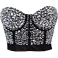 Amazon.com: Women's Rhinestone Bead Bustier Crop Top Club Party Glitter Corset Top Bra Vest (S, Silver): Clothing, Shoes & Jewelry