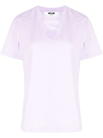 MSGM cut-out Heart Cotton T-shirt - Farfetch