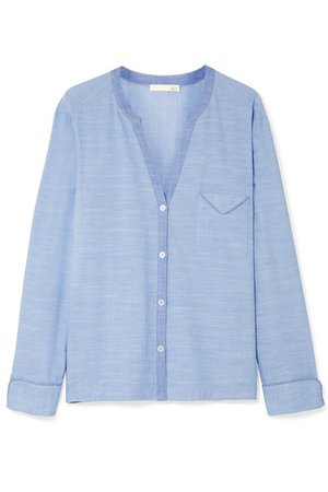 Skin | Jayne cotton-chambray pajama shirt | NET-A-PORTER.COM