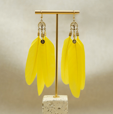Anna Od yellow feather earrings