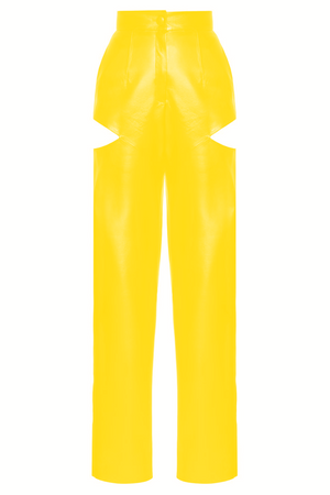 yellow latex pants