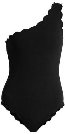 Santa Barbara Scallop Edged Swimsuit - Womens - Black