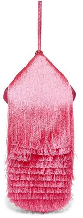 Hillier Bartley - Lantern Fringed Leather Clutch - Pink