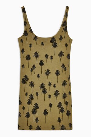 Khaki Palm Print Tunic Dress | Topshop