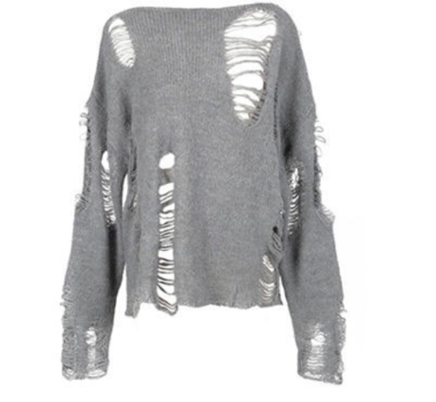 distressed grey sweater