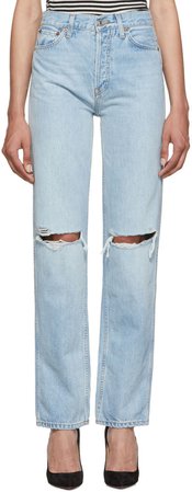 Re/Done  Blue High-Rise Loose Jeans