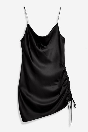 Ruched Mini Slip Dress - Dresses -Black - Topshop USA
