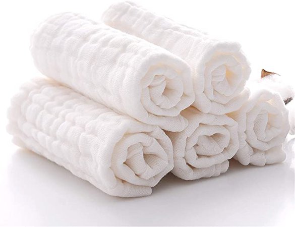 Baby Muslin Washcloths - Natural Muslin Cotton Baby Wipes - Soft Newborn Baby White Towel and Muslin Washcloth for Kids- Baby Registry as Shower Gift, 5 Pack 10x10 inches by MUKIN: Amazon.ca: Baby