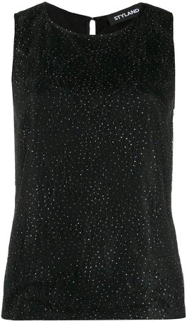 Styland embellished lace tank top
