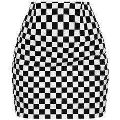 Monochrome Faux Leather Checkerboard Mini Skirt ($30) ❤ liked on Polyvore featuring skirts, mini skirts, bottoms, vegan leather mini skirt, checked skirt, checkered mini skirt and short mini skirts