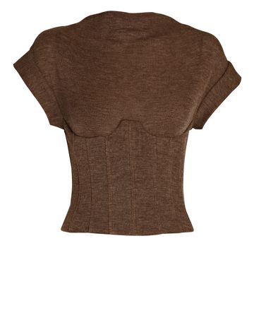 LaQuan Smith Corset Virgin Wool Top in brown | INTERMIX®