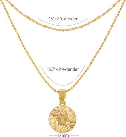 Amazon.com: YKKZART Dainty Gold Necklace 14k Gold Plated Coin Pendant Necklaces Layered Choker Handmade Engraved Disc Medallion Coin Necklaces for Women Teen Girl Gift: Clothing, Shoes & Jewelry