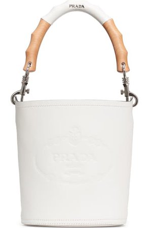 Prada Logo Embossed Leather Bucket Bag | Nordstrom