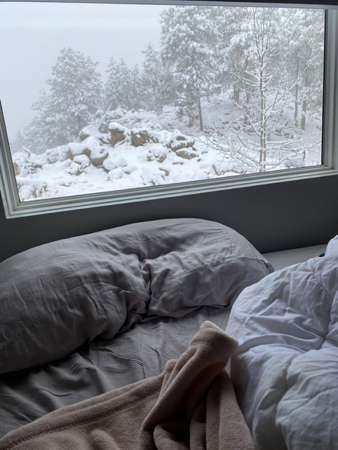 snowy bedroom