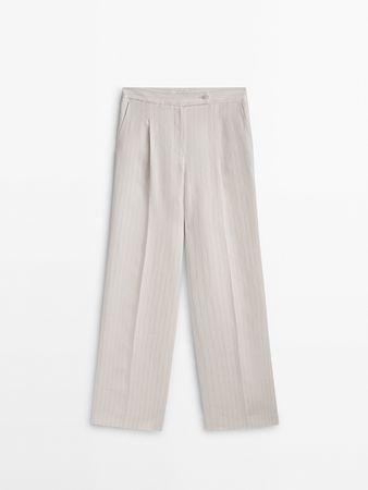Darted pinstriped suit trousers - Massimo Dutti