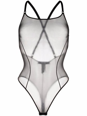 Off-White semi-sheer crossover-strap bodysuit - FARFETCH