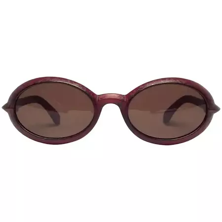 New Vintage Fendi SL7550 Oval Dark Red Matte 1990 Sunglasses at 1stDibs | matte1990, fendi oval sunglasses, dark red sunglasses