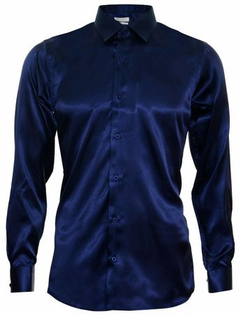 navy blue silk dress shirt