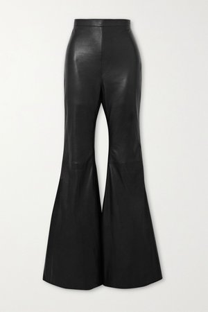 Black Leather flared pants | Balmain