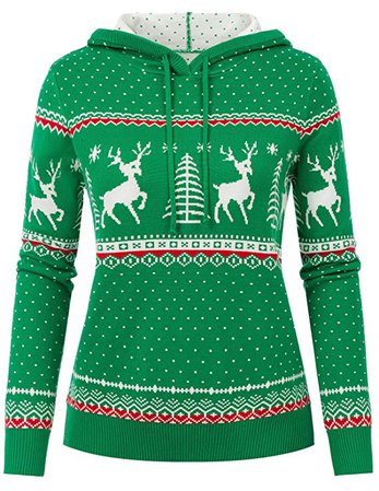 CURLBIUTY Womens Christmas Reindeer Snowflakes Sweater Knit Hooded Pullover at Amazon Women’s Clothing store