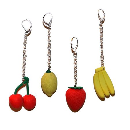 Fruit Chain Earrings fruity kitsch kitschy earrings banana | Etsy