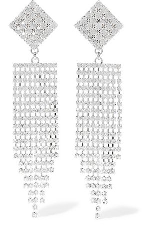 Alessandra Rich | Silver-tone crystal clip earrings | NET-A-PORTER.COM