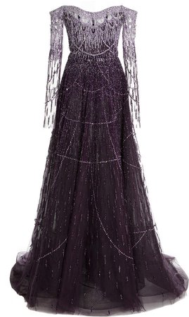 Pamella Roland Sequin-Embellished Tulle Off-The-Shoulder Gown